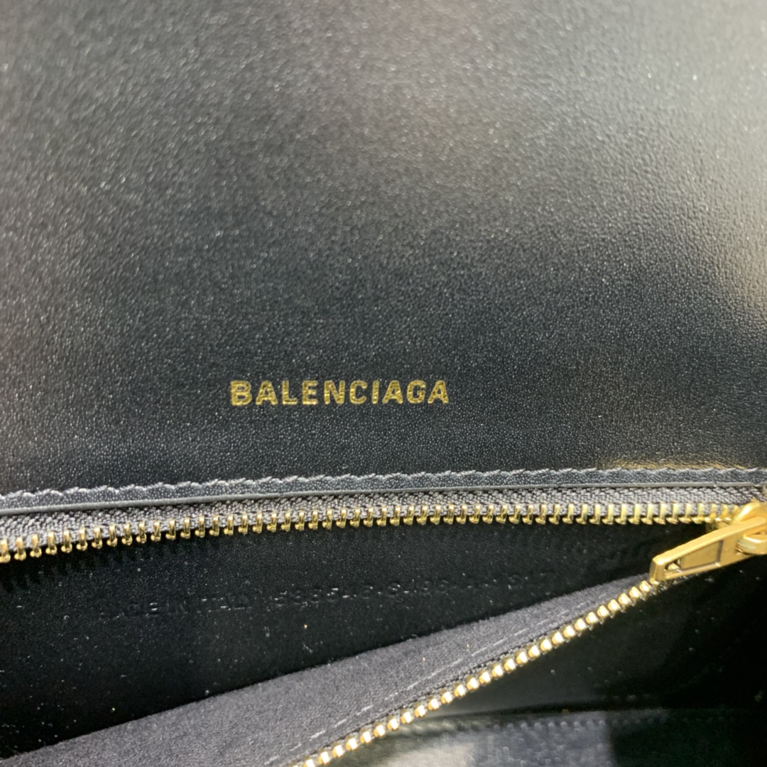 Balenciaga Hourglass XS Handbag Crocodile Embossed Shoulder Bag Gold